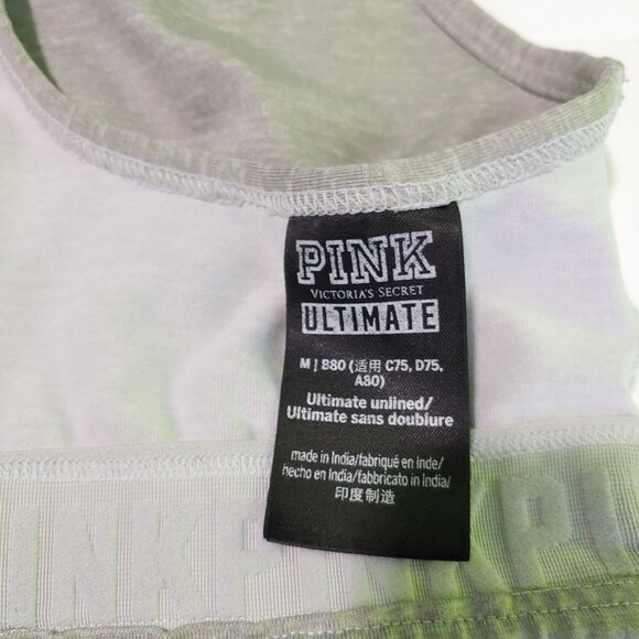 PINK womens sports bra racerback grey/green ultimate Medium - Picture 5 of 6